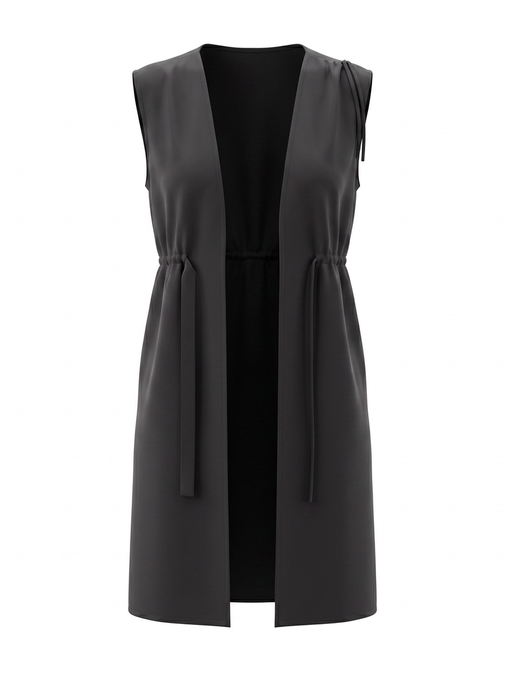 ☀️ Kona Sol • Black Sleeveless Drawstring Maxi Cardigan Dress • Women’s Large